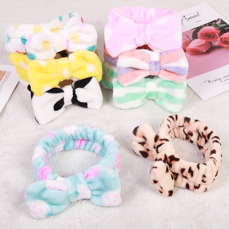 Hishexin Stocking Stuffers for Teen Girls, 8 Pack Bow Spa Skincare Headband for Washing Face, Christmas Gifts Spa Party Favors Bulk Gifts for Teens Girls - Image 5